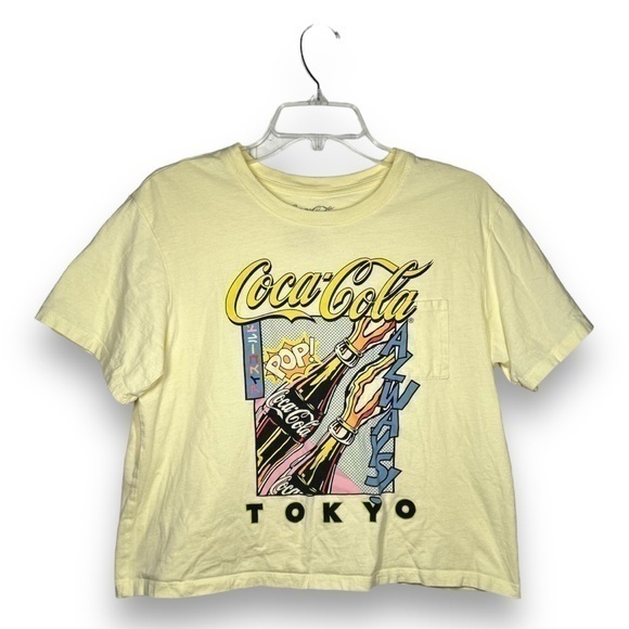Coca Cola Tops - Coca-Cola Yellow Pop Art Cropped Graphic Tshirt Size Medium - "Janie"